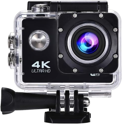 Neksong Qinux Pixgo 2.0 Inch 4K Action Camera Waterproof, Underwater 30m, 30M Anti-Shake, Underwater Camera for Diving/Bike/Climbing/Swimming (Black)