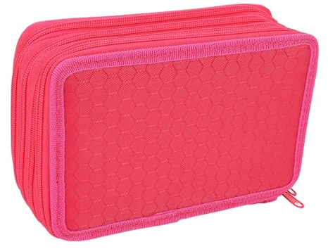 Yinhing Oxford Pennfodral Bärbar Tygpåse med 72 Fack med Flera Fack för Akvarellpenslar Snygg Bärbar Konsttillbehör Förvaringsväska i Elegant (Rose Red)