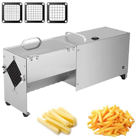 Electric French Fry Cutter – Automatic Potato Cutter Machine for Home and Commercial Use – 7mm, 10mm, 14mm Blades, Stainless Steel Design