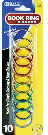 BAZIC 1 Assorted Color Metal Book Rings (10/Pack) (Case of 24)
