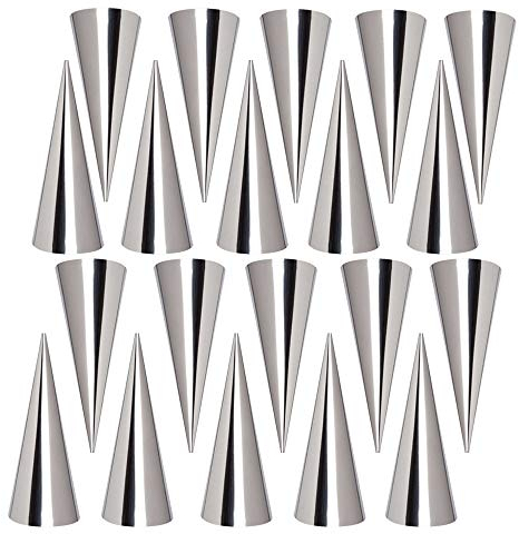 FantasyDay Cannoli Backform, 20 Stück Edelstahl Schillerlockenform Set Gerade Röhrchen Hörnchen Schaumrollenformen Sahnerollen - Cannoli Röhrchen Edelstahl Kuchen Gebäck Spirale Horn Cone Backzubehör