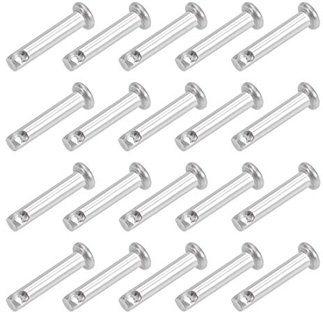 sourcing map 20 Stück Steckbolzen Einzelnloch Gabelkopf Stifte 4mm x 20mm 304 Edelstahl Splintstift Flachkopf Link Scharnierstift