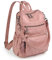 UTO Laptop Backpack Womens Teenage Girls School Bag Ladies Travel Rucksack Multi Compartments Anti Theft Pocket PU Leather Oil Wax Pink