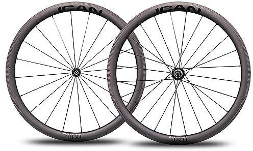 ICAN Alpha 40/50/55 Carbon Rennrad Laufradsatz, 700C Clincher Tubeless Ready Felgenbremse Novatec A291SB-SL / F482SB-SL Nabensäule SA1423 Speichen 20/24 Löcher