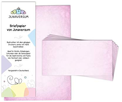 Briefpapier mit Umschlag Briefpapier-Set Vintage rosa Motivpapier für Einladungen Hochzeit Urkunden (20 Blätter + 20 Umschläge)