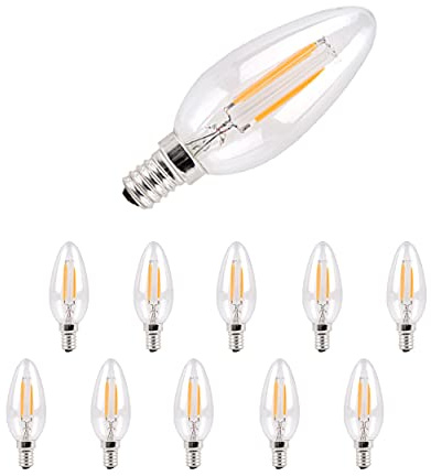Metrix E14 LED 4W Filament 440 Lumen Kerze Warmweiß Energiesparlampe, 3000 Kelvin ersetzt 40W, 10 Stück