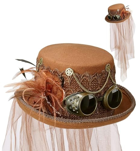 W WIDMANN MILANO Party Fashion 68564 - Zylinder Steampunk aus Filz, Hut, Retro, Mottoparty, Karneval