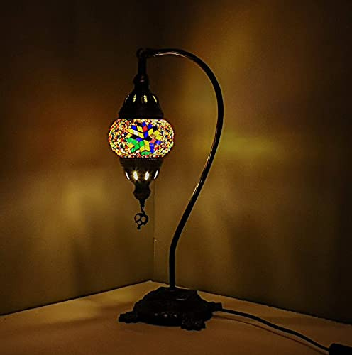 ENVA Turkish Moroccan Style Handmade Tiffany Multicolor Mosaic Glass Desk Table Bedside Lamp Light