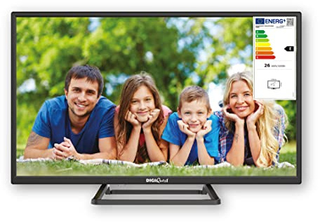 DIGIQUEST TV LED 32” DHLR, HD Ready | Certificato Tivùsat | Doppio tuner | Mediaplayer, Funzione CEC, base centrale