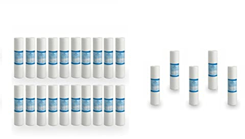 Bellerofonte Sedimentfilter 10 Zoll 5 Mikron, entfernt Sand, Schlamm, Rostpartikel und schwebende Verunreinigungen bis zu 5 Mikron aus Polypropylen, 20 Stück + 5 Gratis