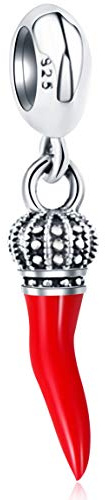 Dangle Anhänger Charm-925 Sterling Silber Italienisch Horn, Puerto Rico Flagge, Überlebende Krebsband, Halloween Hexe, Hund Pawprint Perlen, passt europäische Charms Armband, Geschenke für Frauen