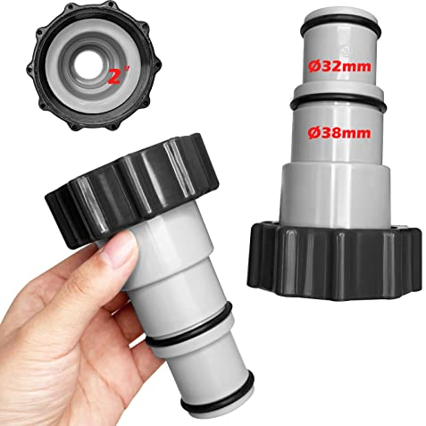 UTEFIF Adattatore per Tubo della Piscina,Adattatore per Tubo Flessibile con Filettatura Interna da avvitare, per Tubo da Piscina Ø 32 e 38 mm (2 Pezzi)