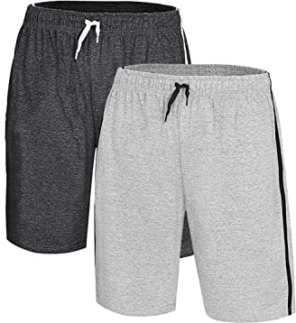 Herr 2-pack nattkläder pyjamas pyjamasbyxor supermjuka bekväma loungekläder shorts, Träkol/grå, 3XL
