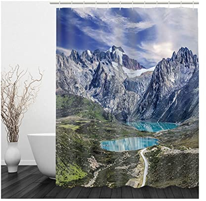 Hoisy Shower Curtains Waterproof, Duschvorhang Antischimmel Waschbar Eisbergsee Bunt Größe 180X180CM