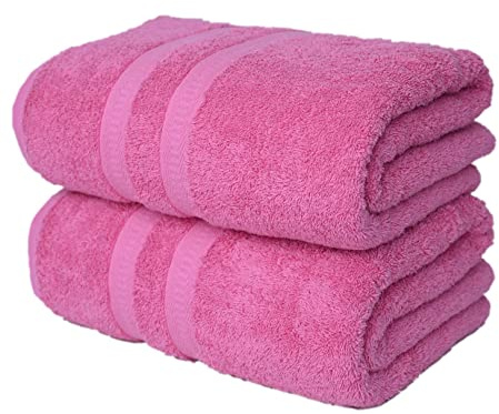 FB 2 x extra stora superjumbo badlakan (100 x 200 cm – 600 GSM) lyxig 100 % egyptisk kammad bomullshandduk supermjuk premium hotellkvalitet snabbtorkande badrumshanddukar set (rosa)