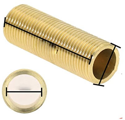 1/8 1/4 3/8 1/2 3/4 Außengewinde Messingrohr Sechskantkopf Messing Endkappe Steckfitting Kupplung Stecker Adapter Kupfer-100mm Länge