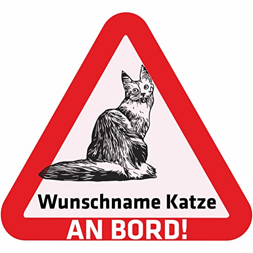 INDIGOS UG - Auto Aufkleber - Namensaufkleber 15 cm - Türkische Angora Katze - Aufkleber Bedruckt - Name und Wunschtext personalisiert selbstklebend - Motorrad - LKW - Heckscheibenaufkleber