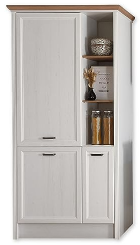 JASMIN Einbauschrank für Kühlschrank Hochschrank Pinie hell Artisan Eiche | 104 x 216,5 x 61 cm (B/H/T), Küchenschrank mit Drehtür, Schrank für Küche, mit viel Stauraum, im Landhausstil