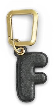 UNTAGS - Charm Buchstabe F - Material mit Ledereffekt - Inklusive Goldener Metallschnalle - Schwarz