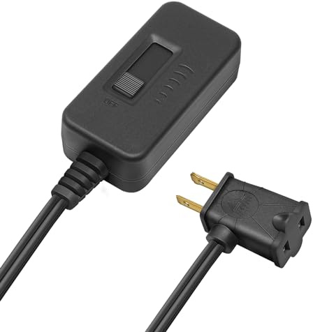 DiCUNO Table-Top Plug in Lamp Dimmer Switch for Table/Floor Lamps, UL Listed, Slide Control, Works with 100 Watt Dimmable LED/CFL and 300 Watt Incandescent/Halogen,3.3ft Cord, Black, 1-Pack