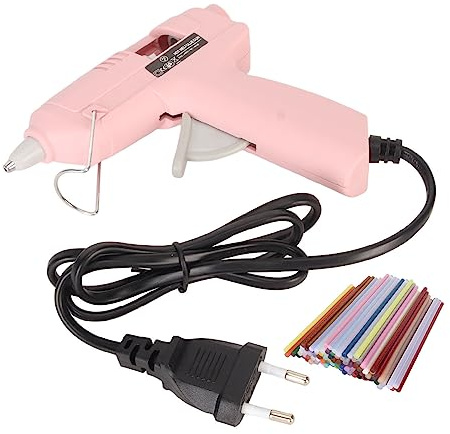 Tissting Pistola per Colla a Caldo, Mini Kit Macchina per Colla a Caldo con 100 Stick di Colla da 7mm, Pistola per Colla Rosa Ad Alta Temperatura con Preriscaldamento Rapido da 20W(Spina EU)