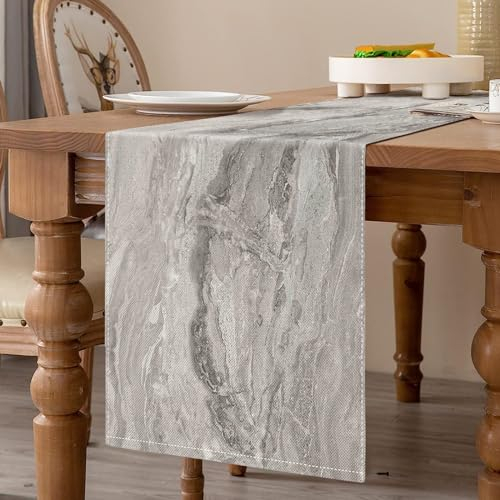 DecorMommt Tischläufer Modern Wohnzimmer Frühling Platzsets Streifen Feines Marmor Dekoratives Tuch für Couchtisch, Weihnachtsfeiern, Hochzeiten, Events, Esstisch Hochzeit Leinen