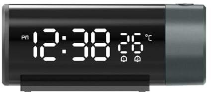 rongweiwang Uhr mit Projektor, mehrere Informationsanzeigen, großer Bildschirm, leicht lesbare Digitale Projektion, Wecker, ABS, Klassenzimmer