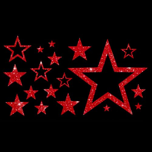 Glitzerdeals Bügelbilder Glitzer Bügelbilder Karneval Sterne Stern Aufbügler für Textilien Karneval Kostüm Sterne Bügelflicken Stern Fasching Patch zum Aufbügeln Sterne rot