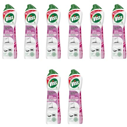 8x Viss Cleanboost Scheuermilch Frühlingsblüten effektives Reinigungsmittel 100% kraftvoll gegen Fett und Schmutz mit 100% natürlichen Reinigungspartikeln 500 ml