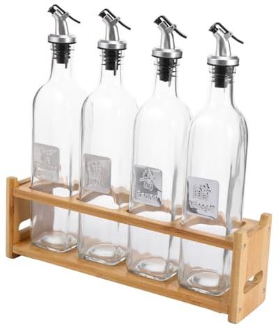 Alipis 5pcs Stainless Steel Glass Condiment Dispensing Bottles Leak Oil Bottle