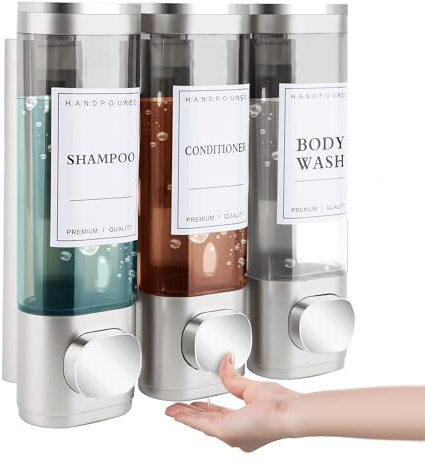 MEKOTRIN Tvåldispenser Väggmonterad dispenser Väggmonterad dispenser för flytande tvål Handtvålautomat Badrumsduschgel Tvättmedel för hotellhem (silver)