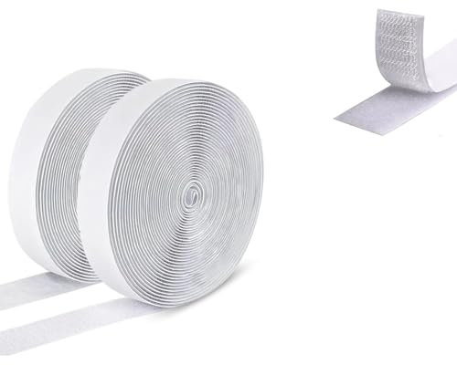 HYSHLC Self-Adhesive Velcro Tape, 8 m x 20 mm, Extra Strong Double-Sided Adhesive with Velcro Fastening, Self-Adhesive Adhesive Pad, Velcro Tape and Hook Tape for Mosquito Nets, Windows, Picture