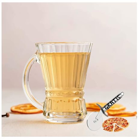 vienberg 6 Stück Gläser mit Henkel | Trinkgläser, Glühweingläser, Teegläser mit Griff, Espresso-gläser, Spülmaschinenfest Teeglas Bleifrei, Geschenkideen