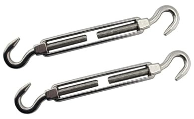 Tenditori M8 in acciaio inox 304, resistenti, con gancio e gancio per ringhiera per cavi, 2 pezzi
