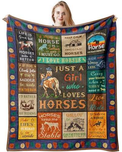 Jinmaple Horse Gifts for Girls Women, Horse Blanket for Girl, Best Gifts for Pony Lover, Just A Girl Who Loves Horses, Girls Horses Present, Horseback Riders Birthday Present Blanket 150x130CM