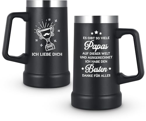 Livole Miglior regalo per papà, regalo di birra per papà, papà, uomini – ci sono tanti papà in questo mondo – regalo per la festa del papà divertente, 24oz boccali di birra con manico, bicchieri da