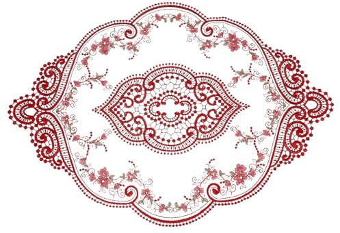 QUARKZMAN Napperon Rétro en Dentelle 12x17 Pouces Napperons De Table Rouge