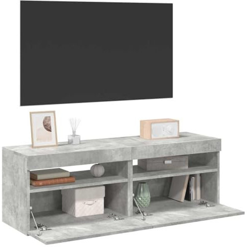 WSJHUHK Home-Entertainment Center & TV-Ständer, TV-Schränke mit LED-Lichtern, 2 Stück, Betongrau, 60 x 35 x 40 cm