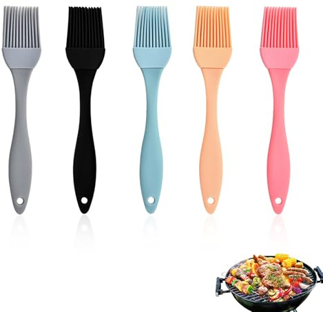 5 Stück Backpinsel Silikon Silikonpinsel Küche Pinsel Backen Zubehör Küchenpinsel Kochpinsel Lebensmittel ölpinsel Backpinsel Spülmaschinenfest Pastry Brush Gebäckbürste für BBQ Kochen Gebäck Rühren