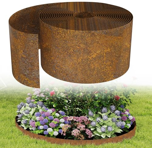 UISEBRT Bordo per aiuola in metallo Set 14 cm di altezza 10 m di lunghezza Recinzione da giardino Bordo per aiuola Flessibile delimitazione per aiuola da giardino per fiori aiuole percorsi del cortile