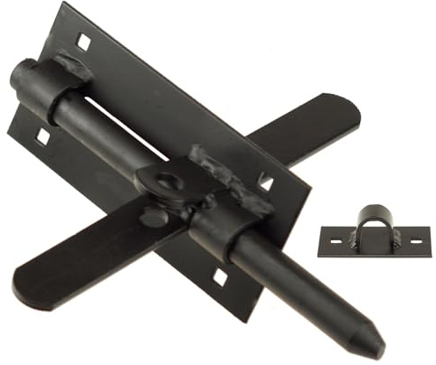 FEINZ Türriegel beidseitig 200 mm Schwarz | Gartentor, Bolzenriegel, Türverriegelung, Innen und Außen, Einbruchschutz, Metall, Riegelschloss, Türen, Schlossriegel