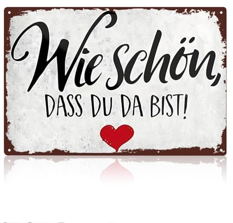 Blechschilder Retro, Wie Schön dass du da bist Metallschild Wand deko mit vorgebohrten Löchern, Vintage Willkommen Schild Freundschaft Dekoration Blechschilder für Wohnzimmer Weihnachten 30x20cm