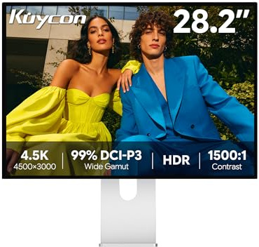 Kuycon P20 28,2 pollici IPS Monitor 100W PD ricarica rapida Multi-interfaccia Tipo-C/HDMI/DP Stand regolabile in altezza e girevole (Favo - con supporto)