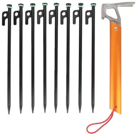 RASTKY Estacas para Tienda de Campaña Tienda de Campaña Multiusos Estacas para Acampar de 30 Cm con Líneas Tensoras de 4 Mm Cables para de Clavijas de Cuerda para Acampar Ligeras Bolsa Clips para