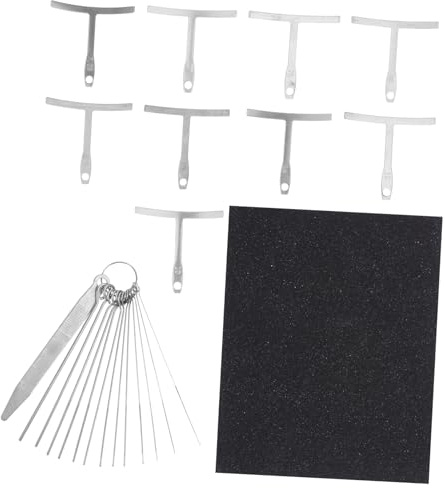 Toyvian Kit de Reparación de Guitarra 19 Piezas Lija, Calibre de Radio y Limas de Aleación para Mantenimiento y Ajuste Profesional de Cuerdas