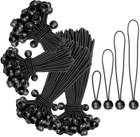 HASLED 40 Pièces Tendeur Elastique avec Boule 10/15/20/30 cm, Tendeur Bache Noir, Attache Elastique avec Boule, Réutilisable Tendeurs Bache Piscine, pour Bâches, Rideaux, Affiches