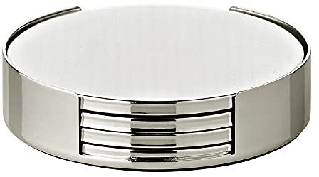 EDZARD sottobicchiere Due argento placcato, antiossidante, diametro 9 cm, set da 4 + supporto