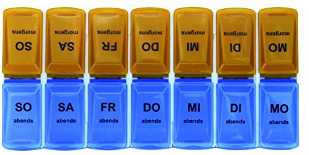 TIGA-MED Pillendose Morgens/Abends | extra große Fächer | Tage abnehmbar | Tablettenbox für 7 Tage | Tablettenbox Medikamenten Dosierer