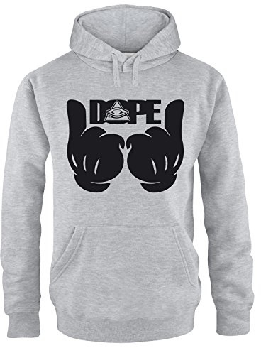 Luckja Dope Finger Herren Hoodie Grau-Schwarz Grösse M