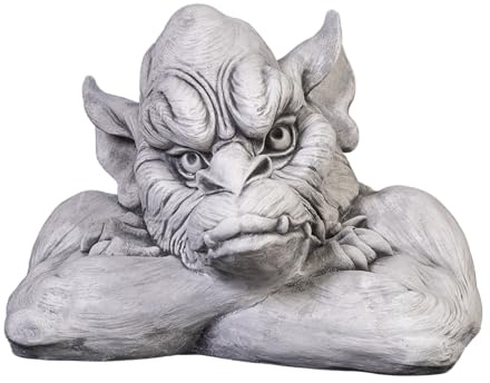 gartendekoparadies.de Gargoyle Büste, Steinfigur, H. 33 cm, 31 kg, Grau, frostsicher aus Steinguss für Außenbereich